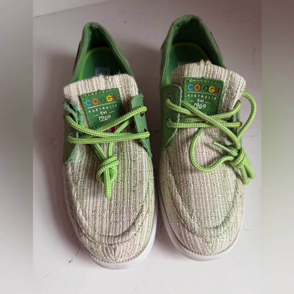 COOGI Deck Shoes Tweed Green Women‎ 8.5
